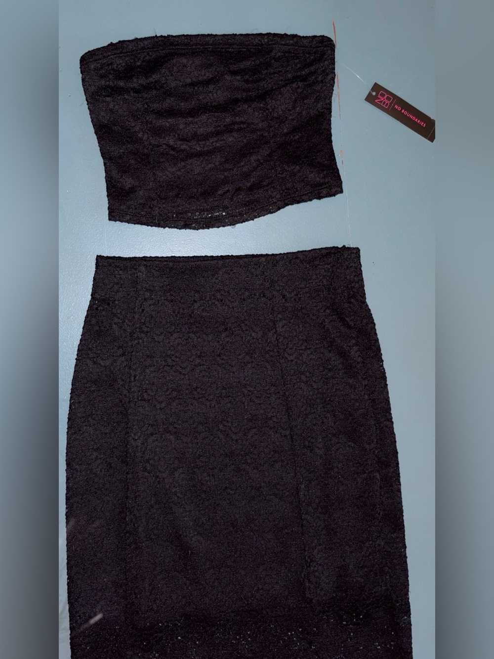 Black lace tube top/skirt set